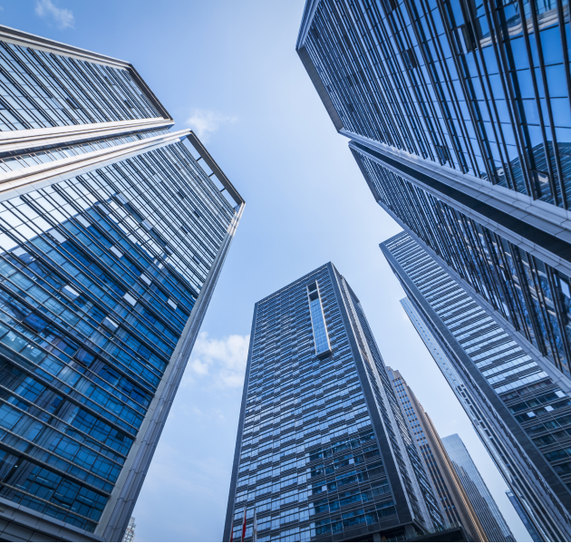 Modern skyscrapers viewed from below